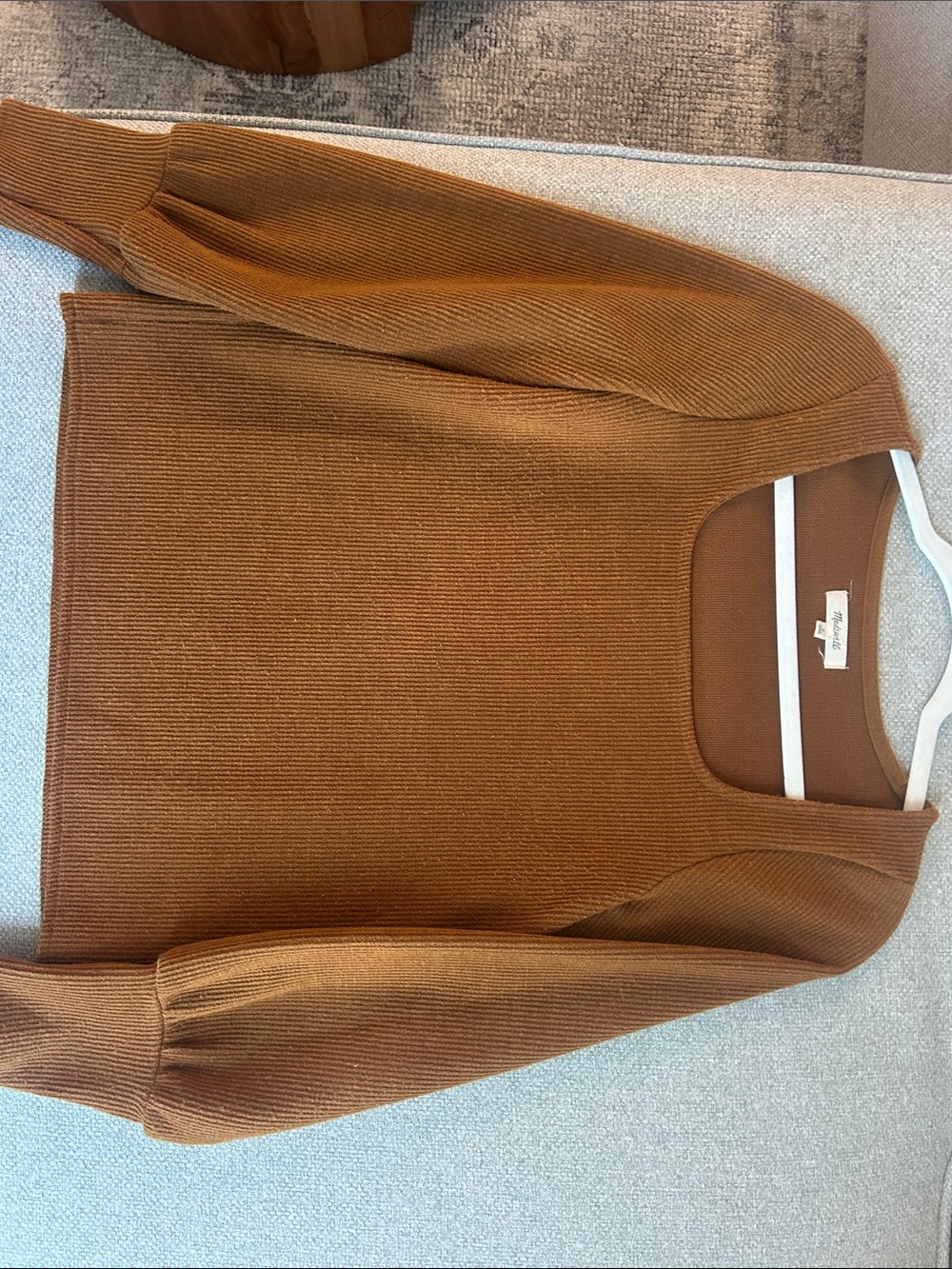Women’s Square Neck Ribbed Sweater in Camel